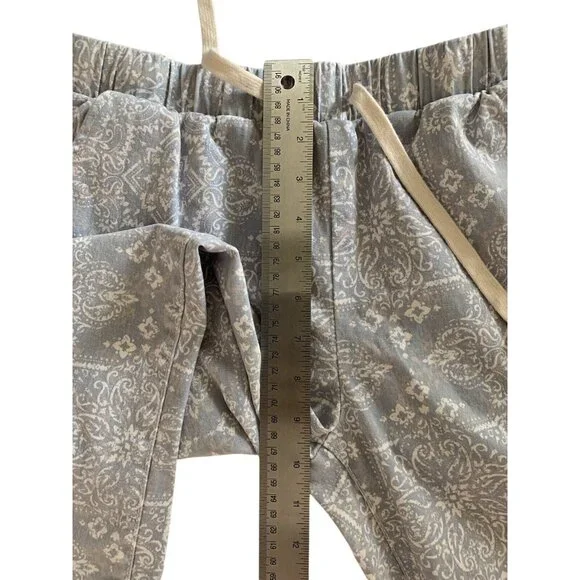 Light Bluish Gray Paisley Cargo Jogger Pants With Elastic Waist & Drawstring - Picture 4 of 9